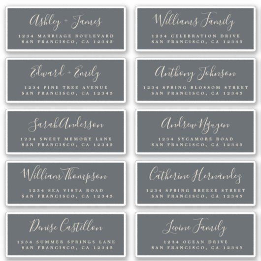 Chic Calligraphy Wedding Guest Address Labels (Vorderseite)