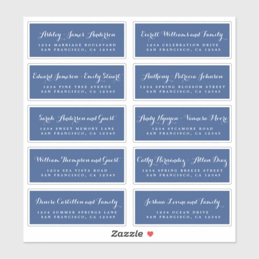 Chic Calligraphy Wedding Guest Address Labels (Blatt)