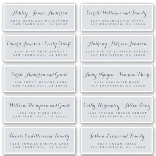 Chic Calligraphy Wedding Guest Address Labels (Vorderseite)