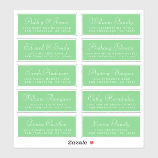 Chic Calligraphy Wedding Guest Address Labels (Blatt)