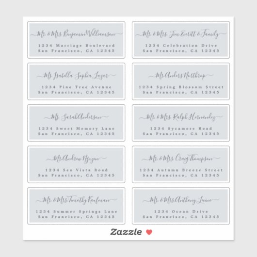 Chic Calligraphy Wedding Guest Address Labels (Blatt)