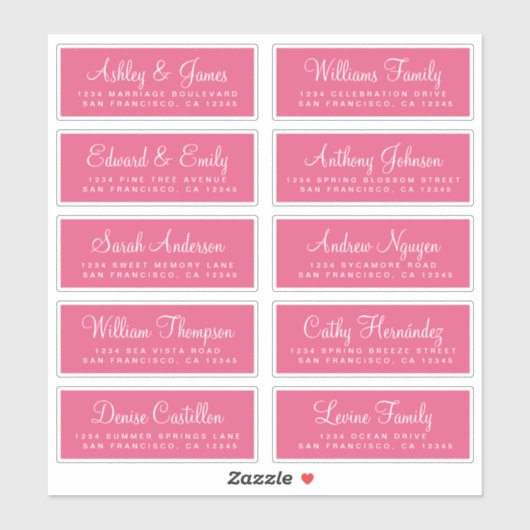 Chic Calligraphy Wedding Guest Address Labels (Blatt)