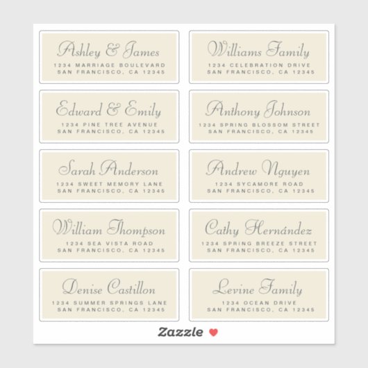 Chic Calligraphy Wedding Guest Address Labels (Blatt)