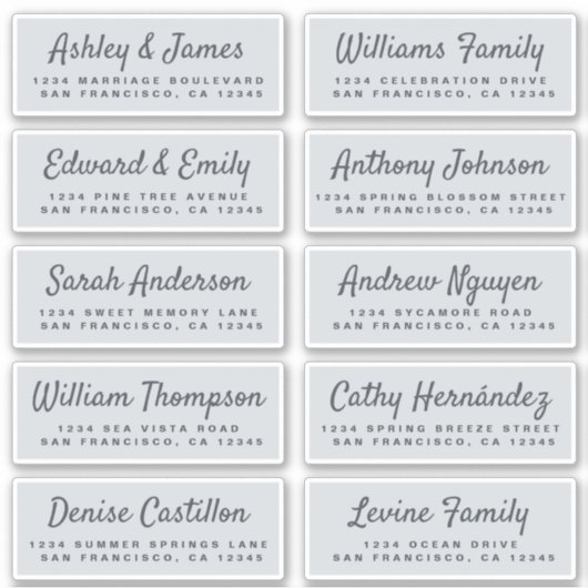 Chic Calligraphy Wedding Guest Address Labels (Vorderseite)