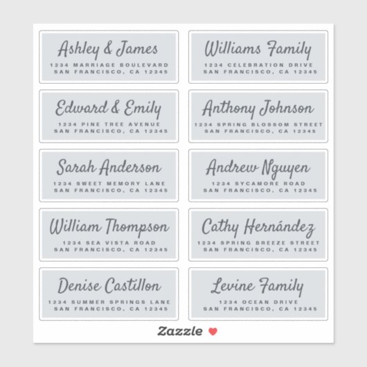 Chic Calligraphy Wedding Guest Address Labels (Blatt)