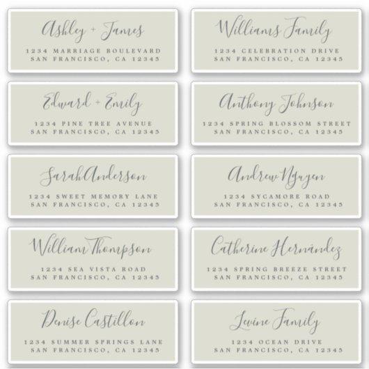 Chic Calligraphy Wedding Guest Address Labels (Vorderseite)