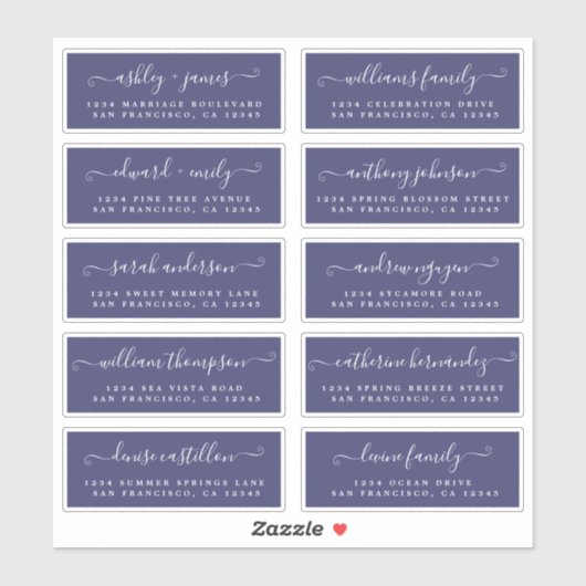 Chic Calligraphy Wedding Guest Address Labels (Blatt)