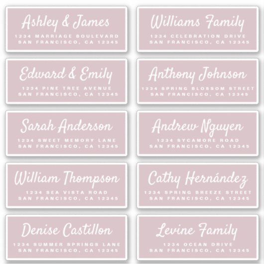 Chic Calligraphy Wedding Guest Address Labels (Vorderseite)