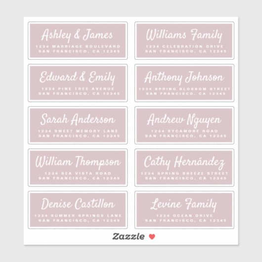 Chic Calligraphy Wedding Guest Address Labels (Blatt)