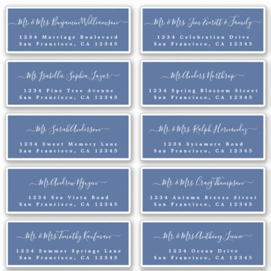 Chic Calligraphy Wedding Guest Address Labels (Vorderseite)