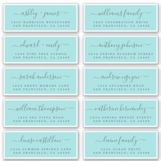 Chic Calligraphy Wedding Guest Address Labels (Vorderseite)