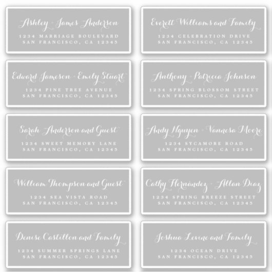 Chic Calligraphy Wedding Guest Address Labels (Vorderseite)