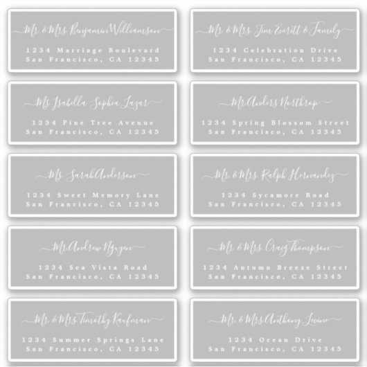 Chic Calligraphy Wedding Guest Address Labels (Vorderseite)