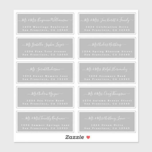 Chic Calligraphy Wedding Guest Address Labels (Blatt)