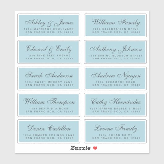Chic Calligraphy Wedding Guest Address Labels (Blatt)