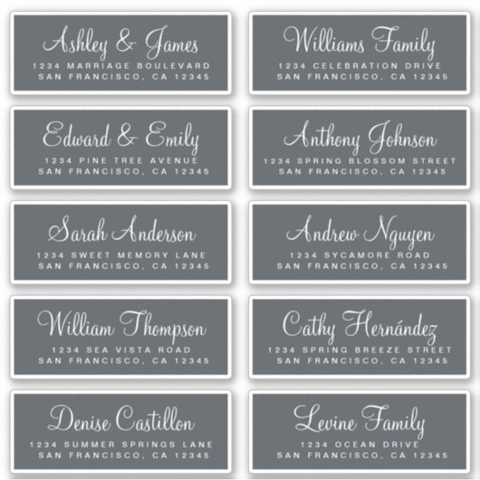Chic Calligraphy Wedding Guest Address Labels (Vorderseite)