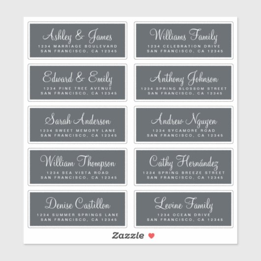 Chic Calligraphy Wedding Guest Address Labels (Blatt)