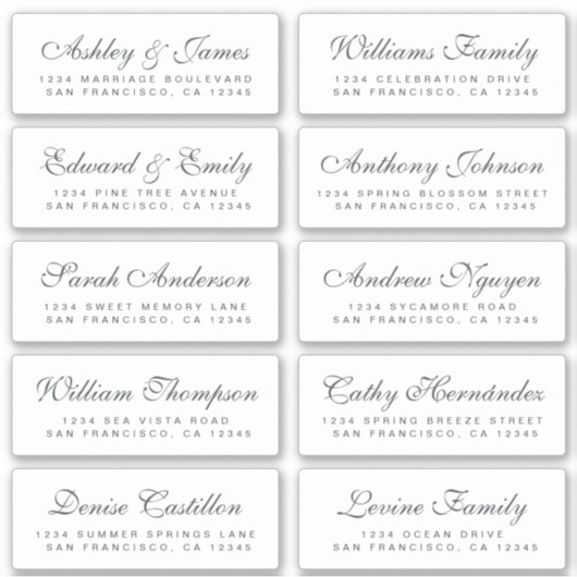 Chic Calligraphy Wedding Guest Address Labels (Vorderseite)