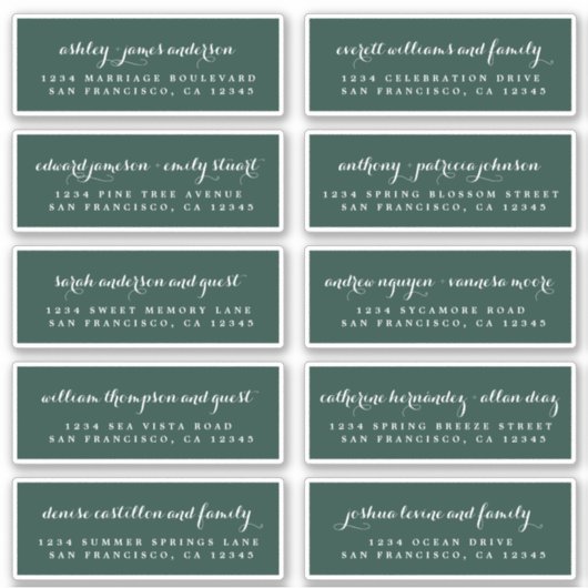 Chic Calligraphy Wedding Guest Address Labels (Vorderseite)