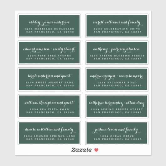 Chic Calligraphy Wedding Guest Address Labels (Blatt)