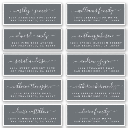 Chic Calligraphy Wedding Guest Address Labels (Vorderseite)