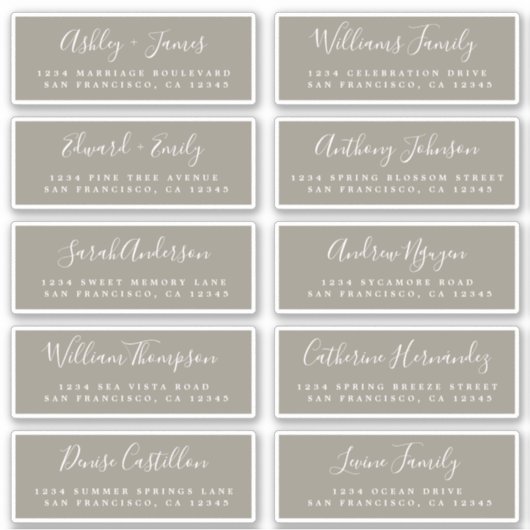 Chic Calligraphy Wedding Guest Address Labels (Vorderseite)