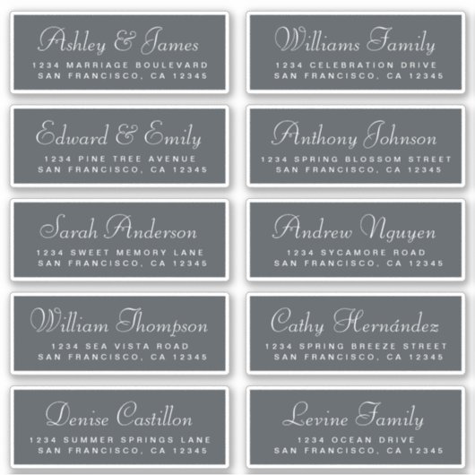 Chic Calligraphy Wedding Guest Address Labels (Vorderseite)
