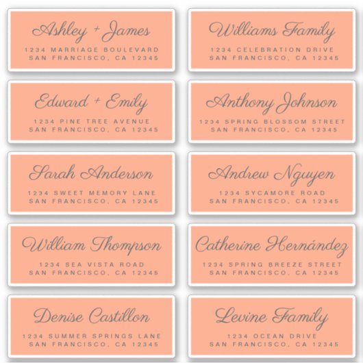 Chic Calligraphy Wedding Guest Address Labels (Vorderseite)