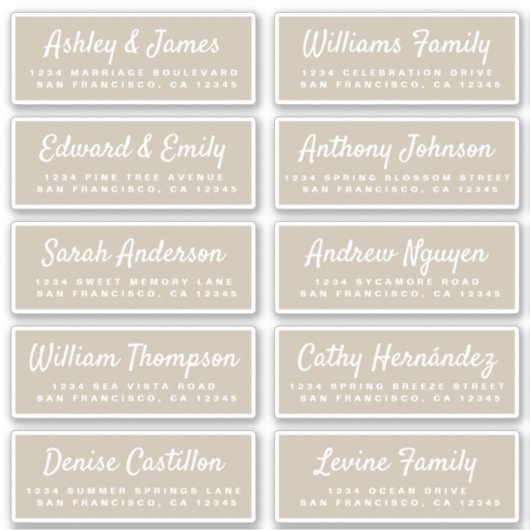 Chic Calligraphy Wedding Guest Address Labels (Vorderseite)