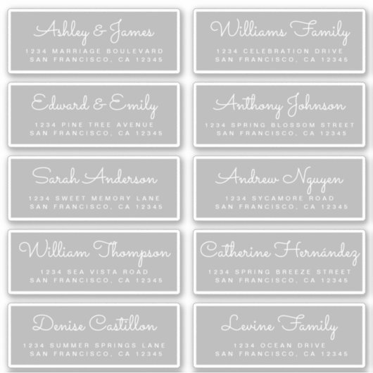 Chic Calligraphy Wedding Guest Address Labels (Vorderseite)