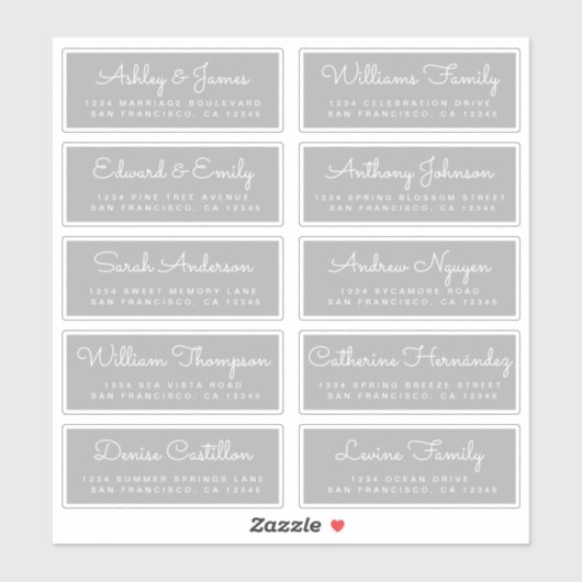 Chic Calligraphy Wedding Guest Address Labels (Blatt)