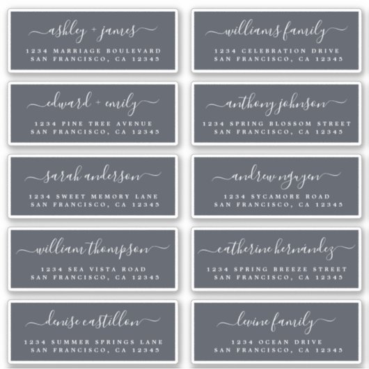 Chic Calligraphy Wedding Guest Address Labels (Vorderseite)