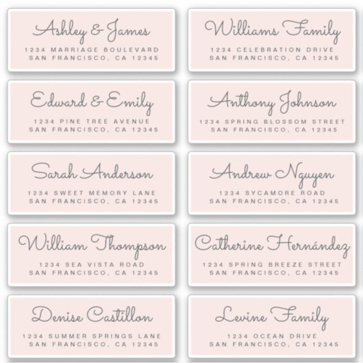 Chic Calligraphy Wedding Guest Address Labels (Vorderseite)