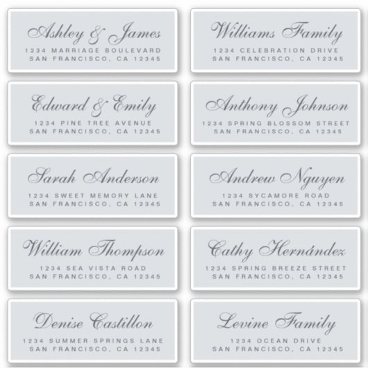 Chic Calligraphy Wedding Guest Address Labels (Vorderseite)