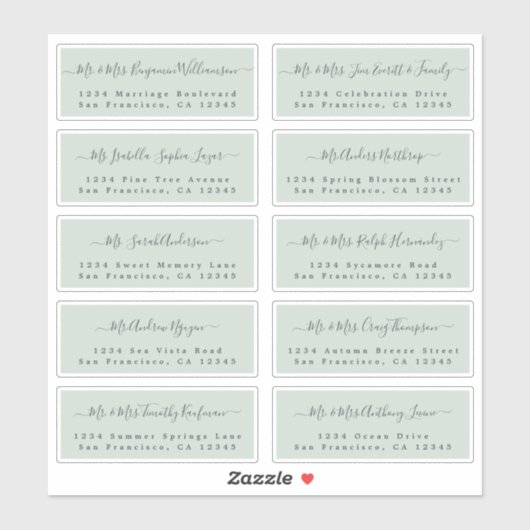 Chic Calligraphy Wedding Guest Address Labels (Blatt)