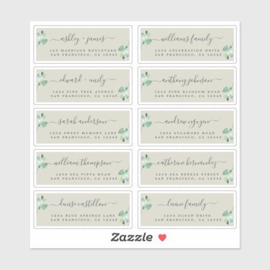Chic Calligraphy Wedding Guest Address Labels (Blatt)