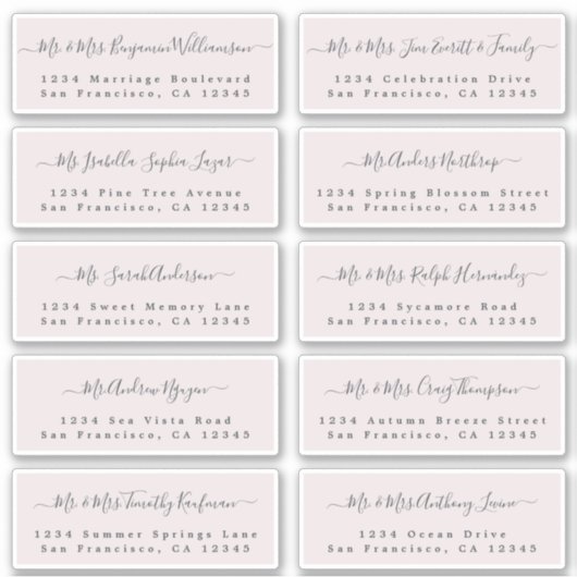 Chic Calligraphy Wedding Guest Address Labels (Vorderseite)