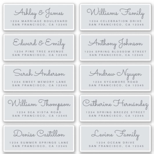 Chic Calligraphy Wedding Guest Address Labels (Vorderseite)