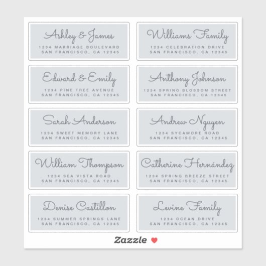 Chic Calligraphy Wedding Guest Address Labels (Blatt)