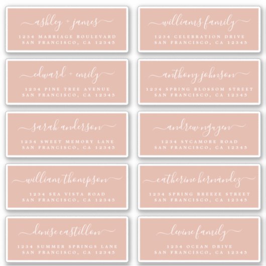 Chic Calligraphy Wedding Guest Address Labels (Vorderseite)