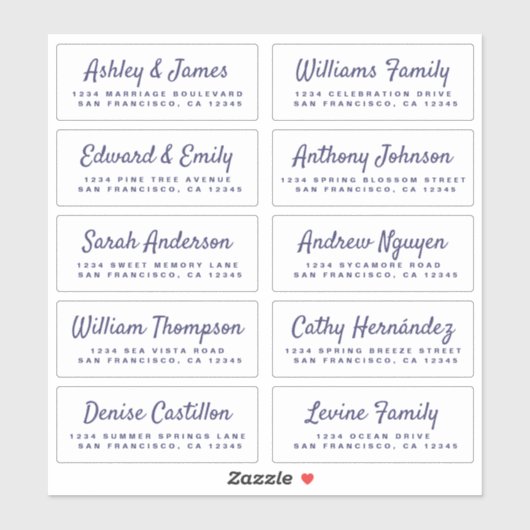 Chic Calligraphy Wedding Guest Address Labels (Blatt)