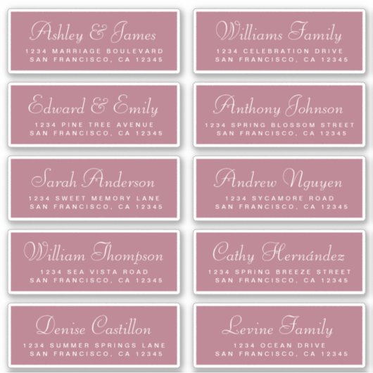 Chic Calligraphy Wedding Guest Address Labels (Vorderseite)