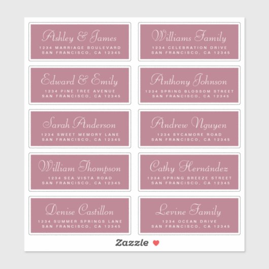 Chic Calligraphy Wedding Guest Address Labels (Blatt)