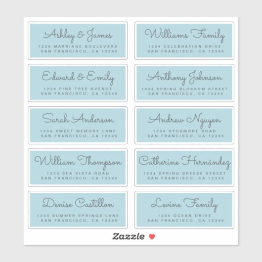 Chic Calligraphy Wedding Guest Address Labels (Blatt)