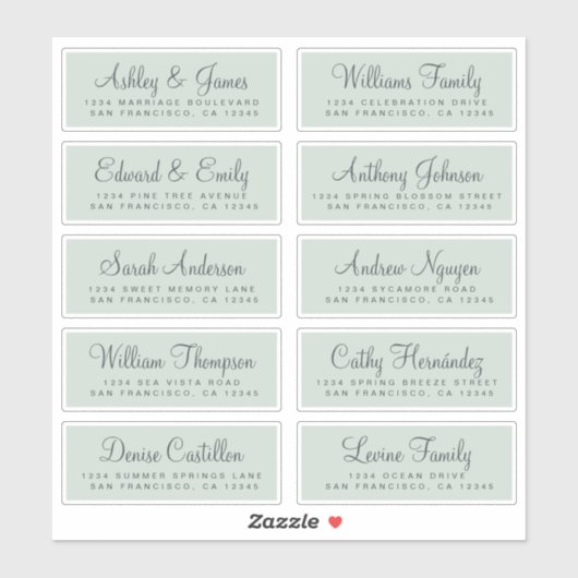 Chic Calligraphy Wedding Guest Address Labels (Blatt)