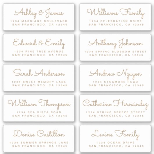 Chic Calligraphy Wedding Guest Address Labels (Vorderseite)