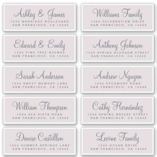 Chic Calligraphy Wedding Guest Address Labels (Vorderseite)