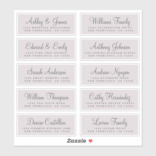Chic Calligraphy Wedding Guest Address Labels (Blatt)