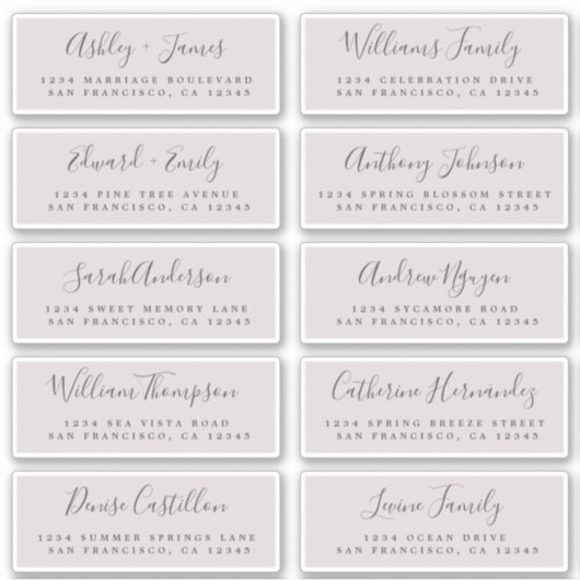 Chic Calligraphy Wedding Guest Address Labels (Vorderseite)