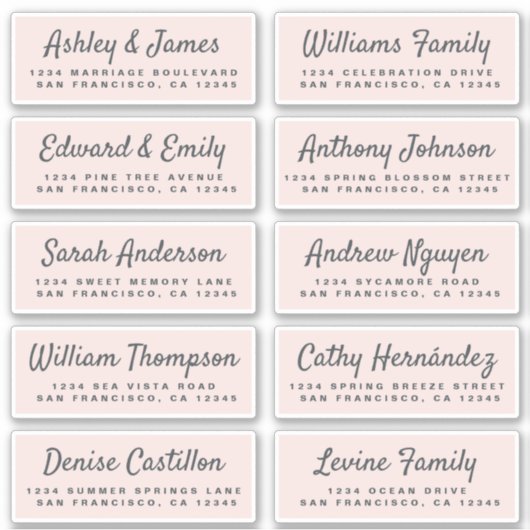 Chic Calligraphy Wedding Guest Address Labels (Vorderseite)